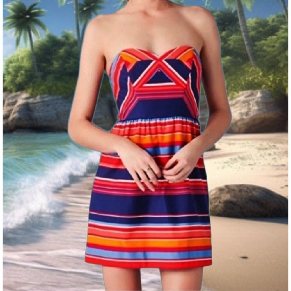 Anthropologie Shoshanna Strapless Mini Dress Bodycon A-Line Sweetheart Colorful